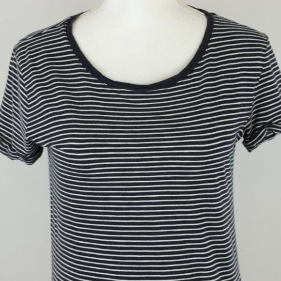 H&M Women's Extra Small Black White Striped Scoop Neck Short Sleeve Tee - Picture 2 of 7